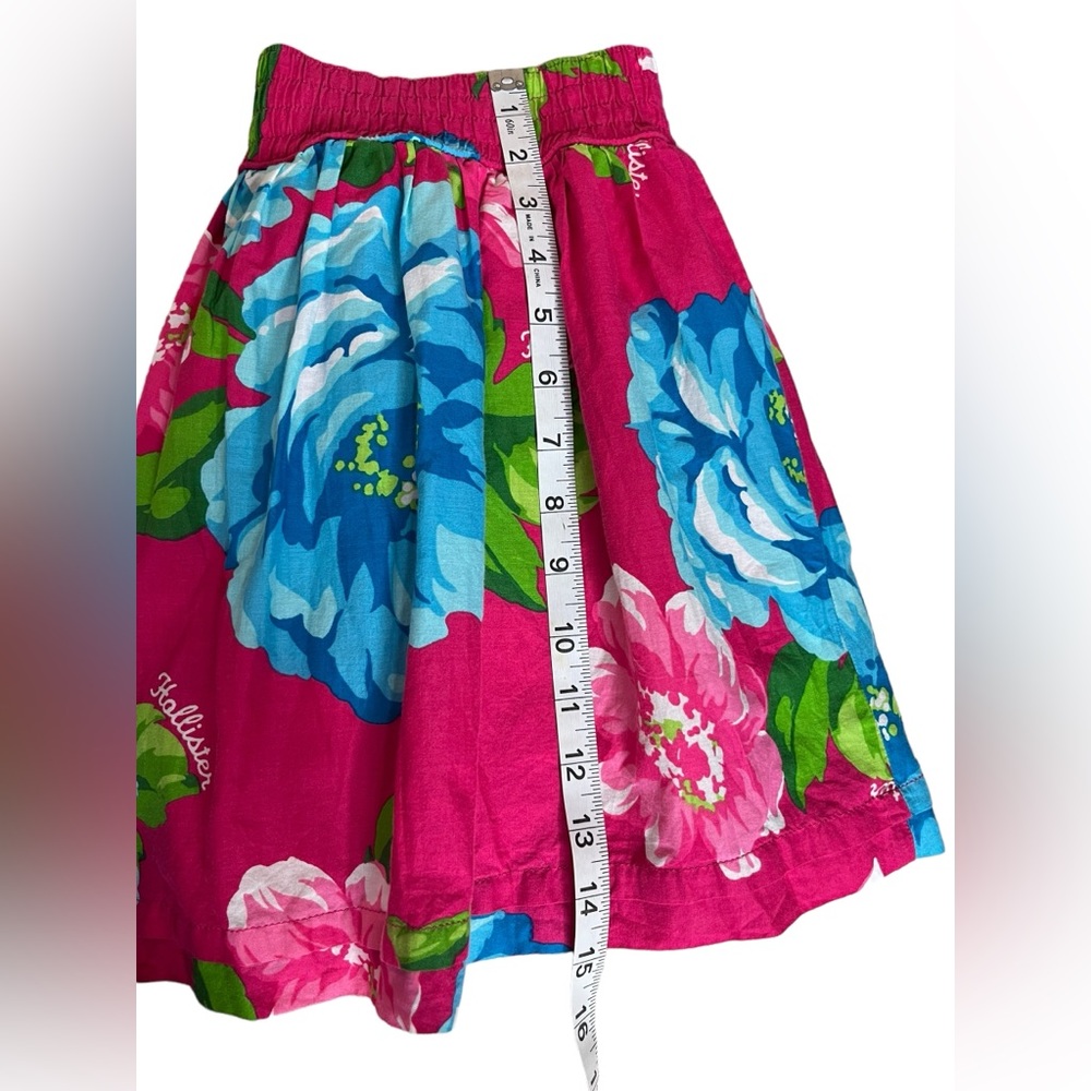 Hollister Y2K Floral Mini Skirt Pink Blue Boho Skater Festival Size M - Picture 4 of 8
